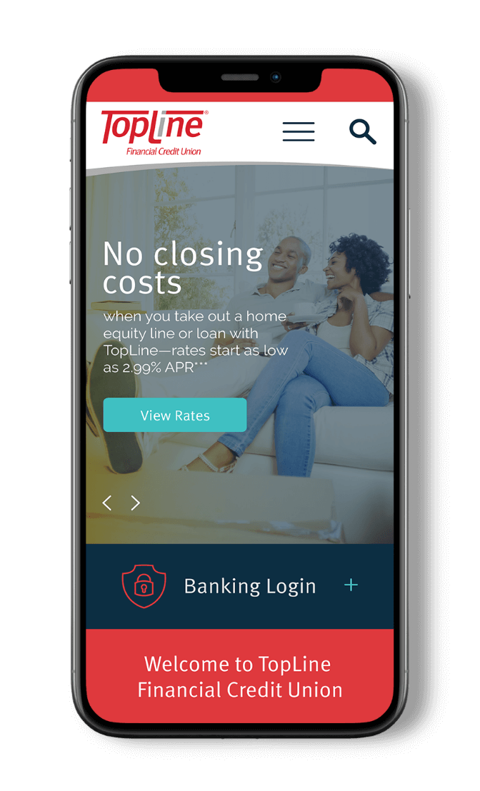 topline financial credit union website on mobile