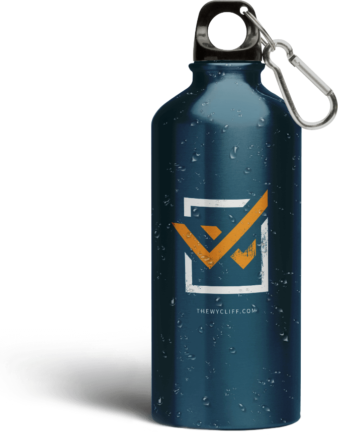 the wycliff branded water bottle