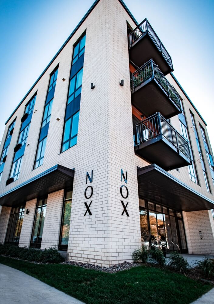 the corner of the nox building from outside