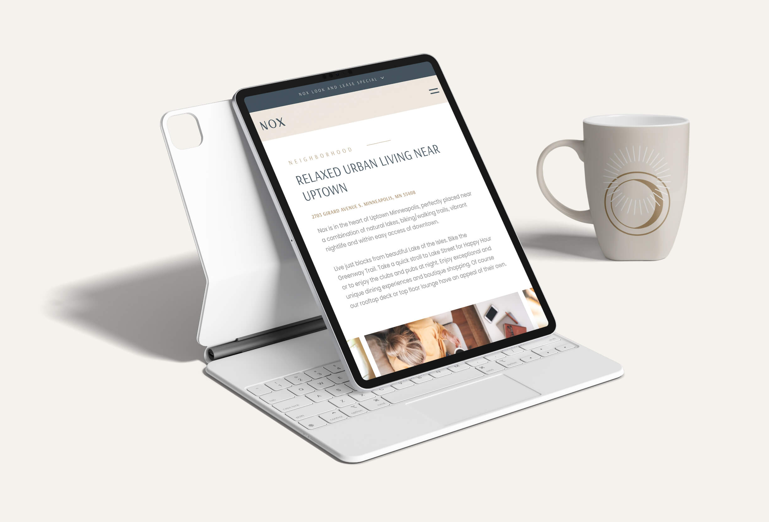 lumos & nox website on a tablet