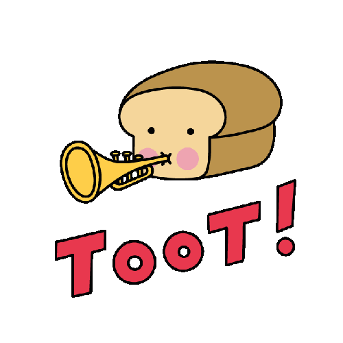 loaf of bread tooting a horn