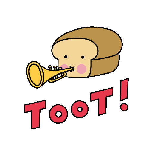 loaf of bread tooting a horn