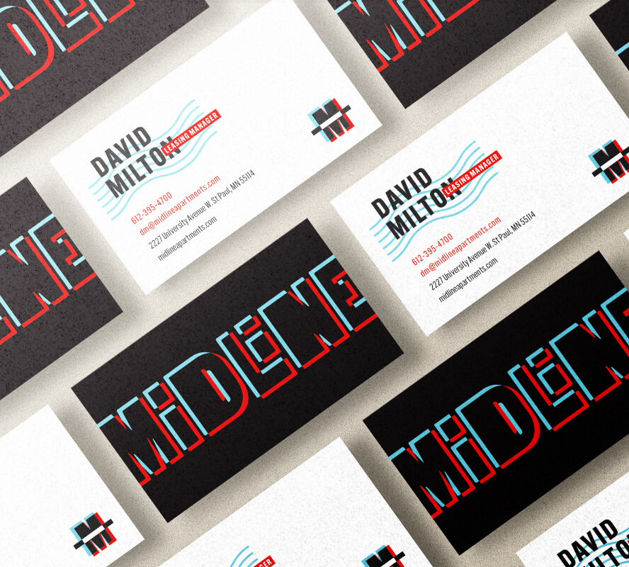 midline apartments business cards
