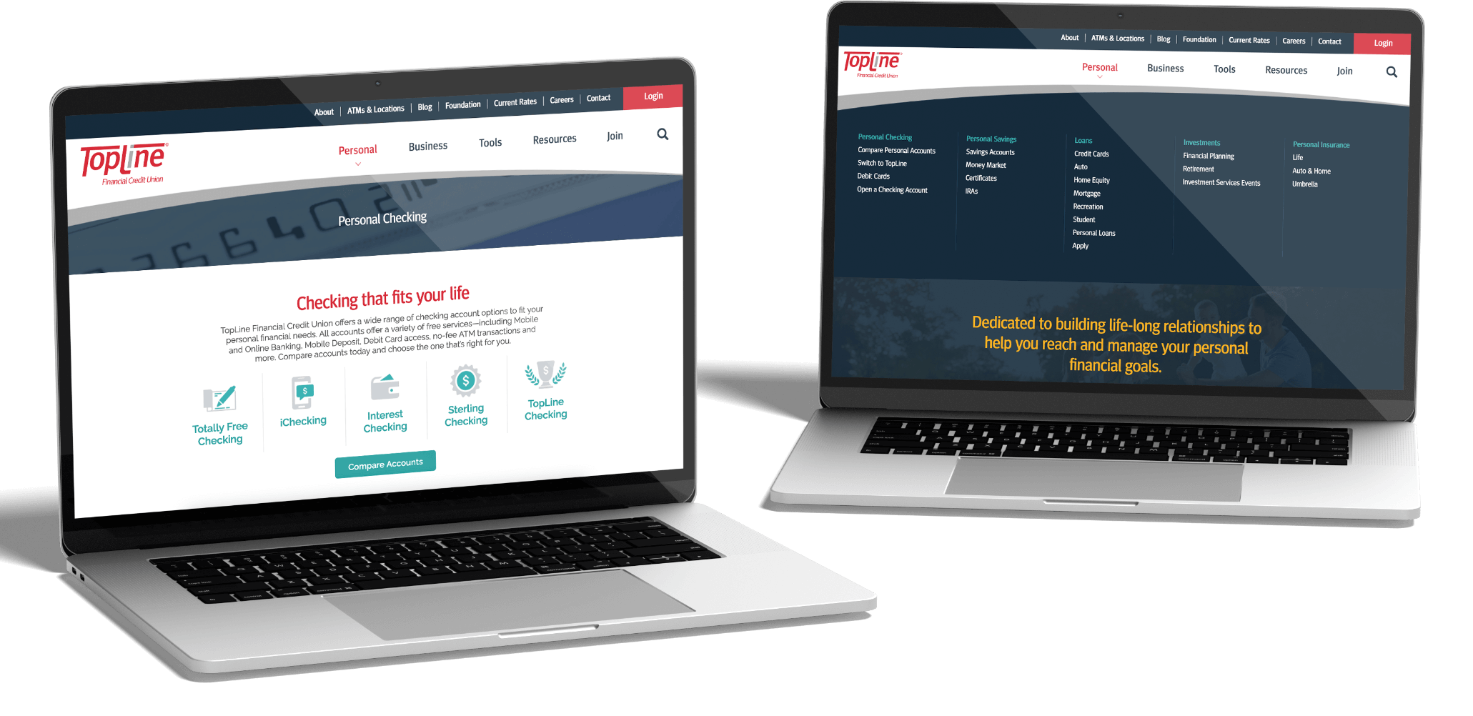the topline financial credit union website on desktop